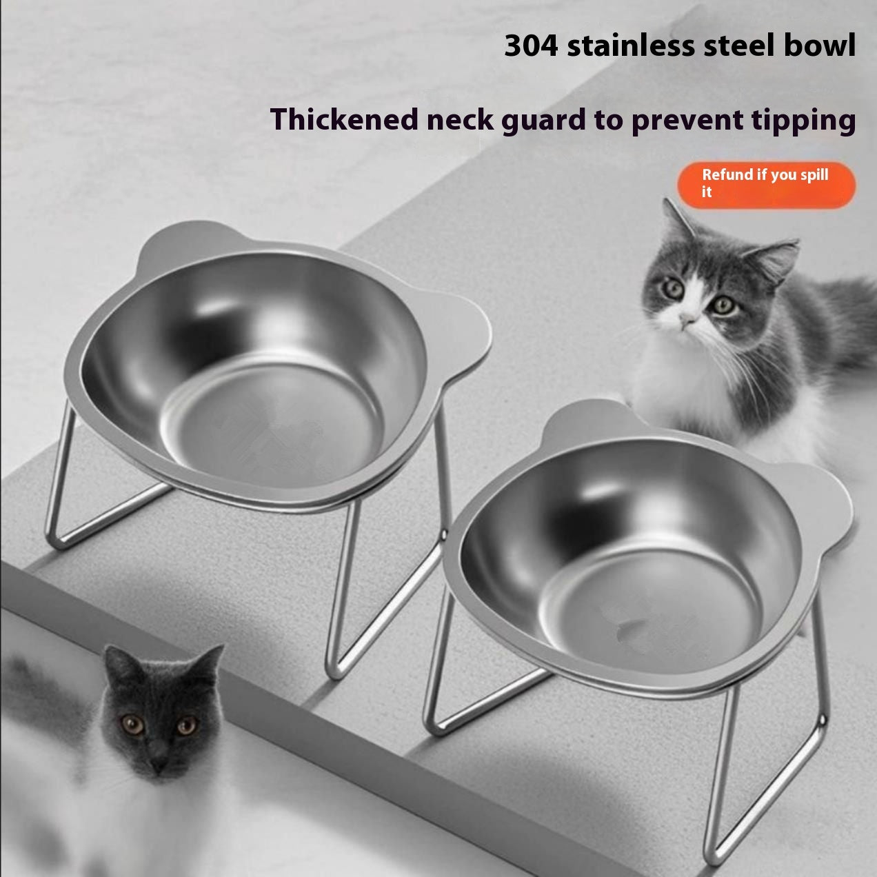 BearBowl Elevated Stainless Steel Cat Feeder