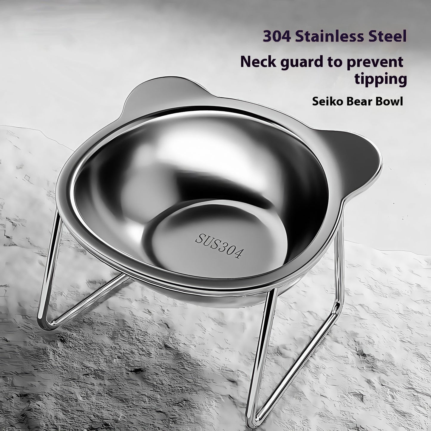 BearBowl Elevated Stainless Steel Cat Feeder