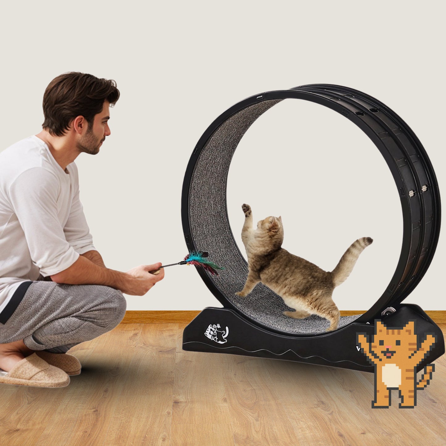 ZoomieWheel Indoor Cat Exercise Treadmill | Black